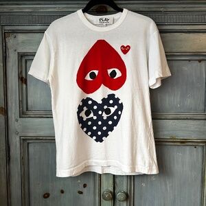 Commes des Garcons PLAY Polka Dot Heart T Shirt Size L